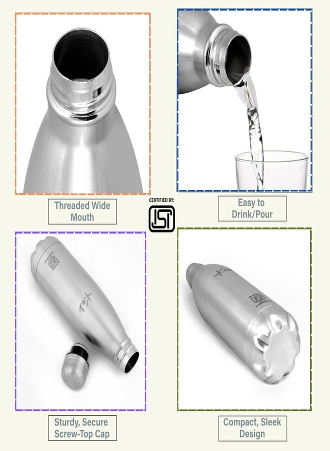 inKitch Stainless Steel 24 Hours Hot & Cold ISI Certified Double Walled Leak Proof Vacuum Flask/Water Bottle for Office/School/College/Gym/Picnic/Home/Trekk (1000 Ml, Pack of 1) - Image 3